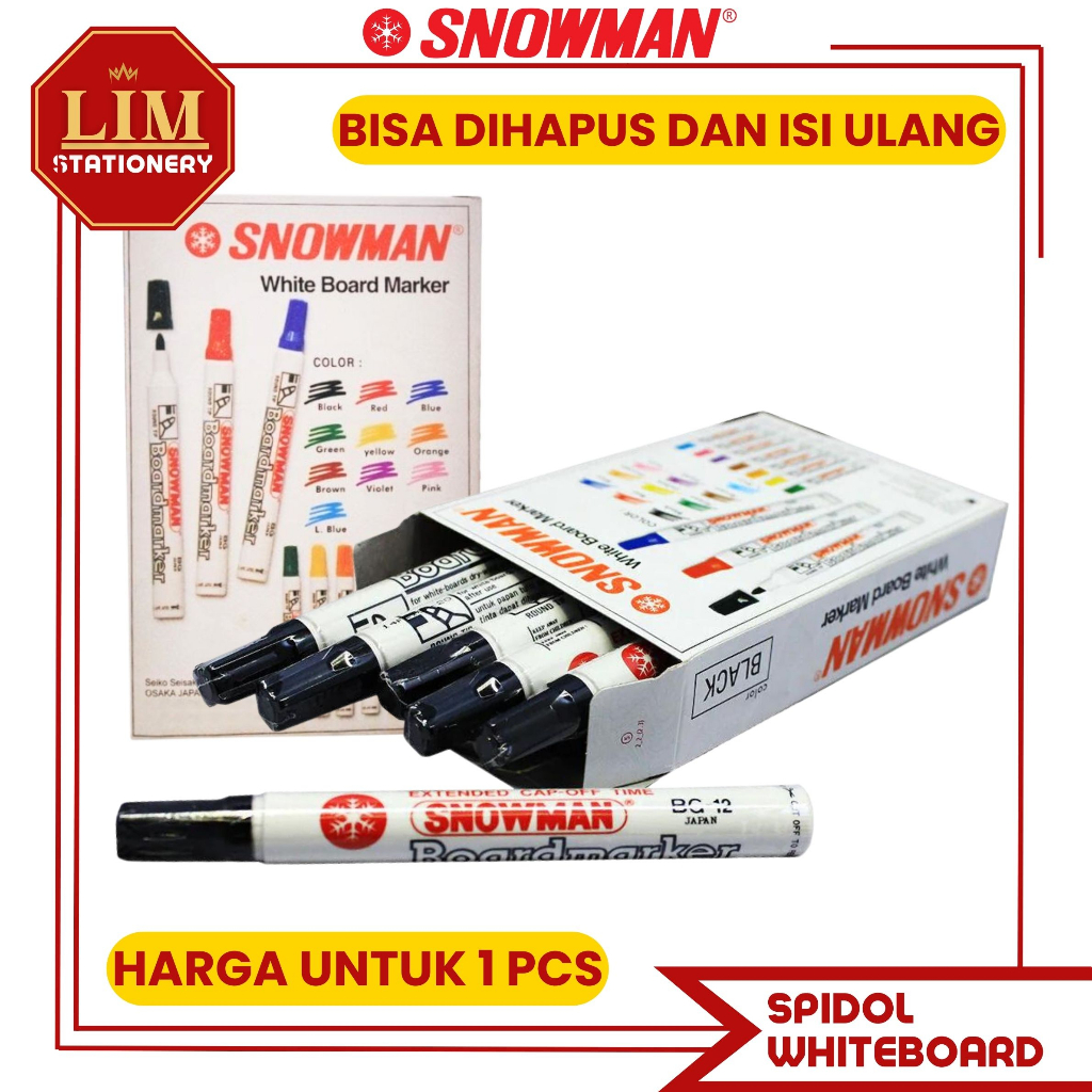 

SNOWMAN - Spidol Whiteboard / Papan Tulis (SATUAN) BG-12