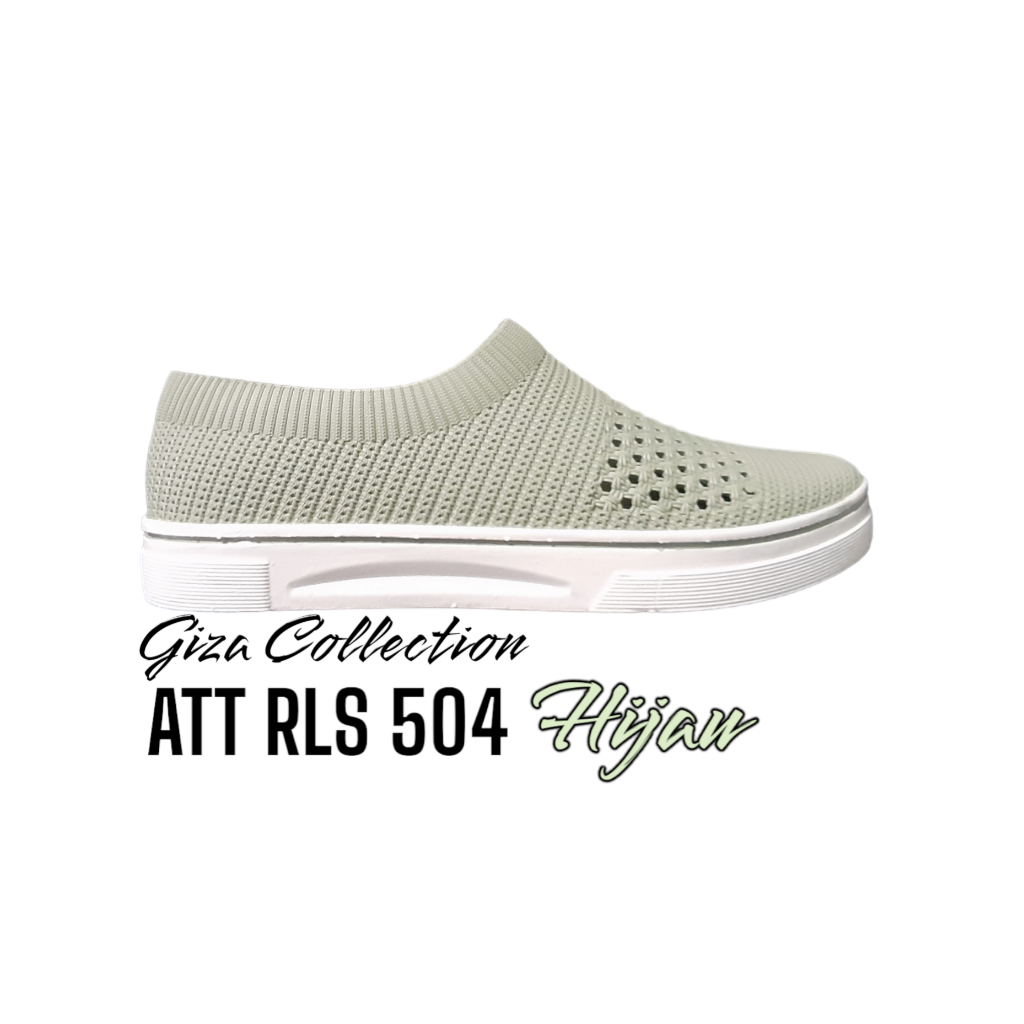 sepatu slip on wanita bahan karet elastis sepatu santai ringan att asl 504 anti licin