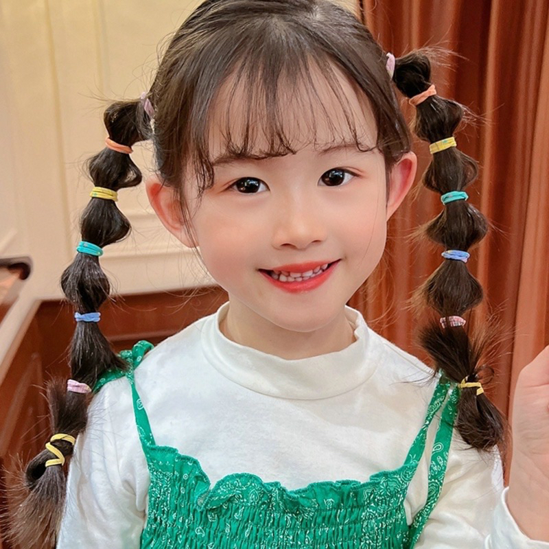 60PCS ! Karet Rambut Anak Perempuan Elastisitas tinggi anak-anak tidak melukai karet gelang rambut /  Ikat Rambut Karet Polos Elastis Gaya Korea / Karet Gel