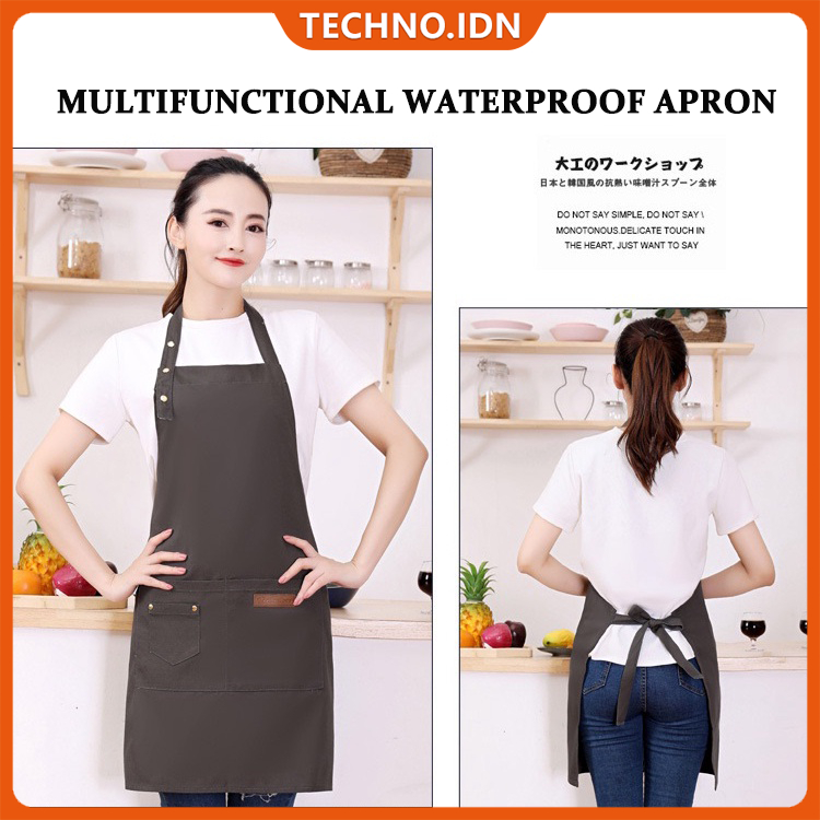 Apron Dapur Memasak Anti Air Celemek Dapur Tali Belakang Waterproof