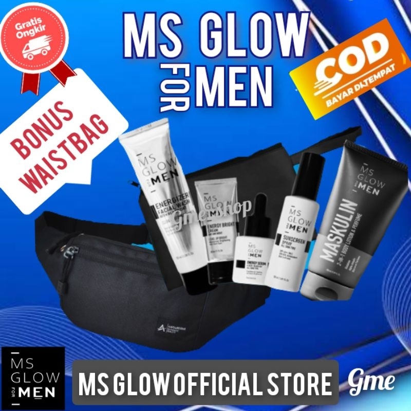 Ms Glow For Men Original Paket Lengkap Basic Facial Wash Energy Bright Cream Serum Sun Screen Spray 