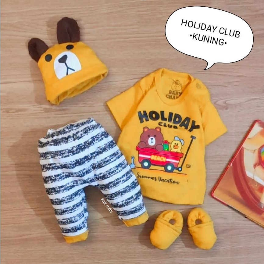 Setelan Baju Anak Bayi Laki-Laki Atasan Dan Celana Motif Dad Is Cool Estimasi Usia 0-9 Bulan Free Topi Dan Sepatu