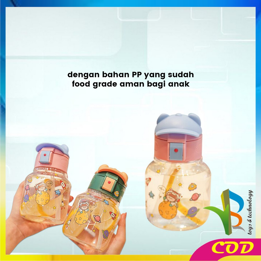 RB-C827 Botol Minum Anak Karakter BPA FREE Motif Topi 580ML dengan Sedotan / Tempat Minum Lucu dengan Pegangan Silikon Anak Tumbler Portable Food Grade