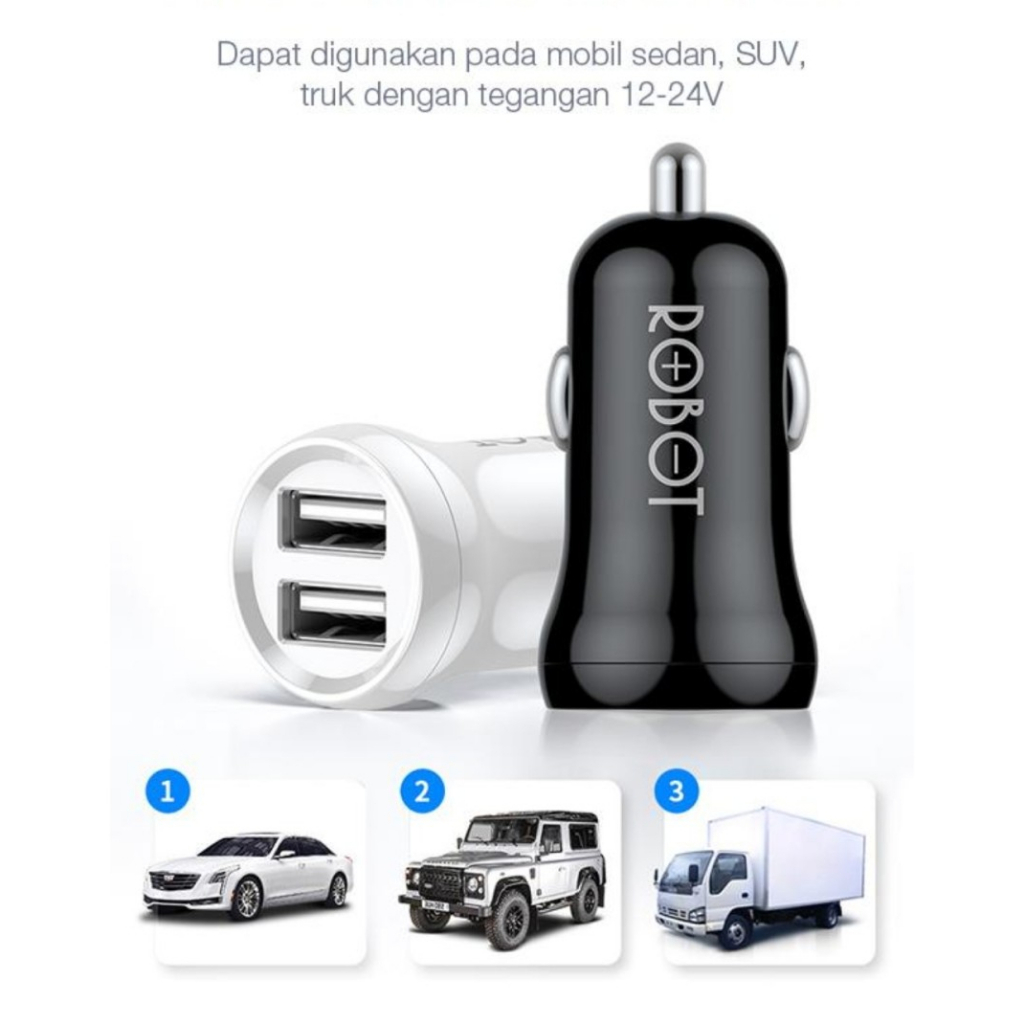MH - Car Charger 2.4A 2Usb Robot Charger Mobil Dual Usb C 07