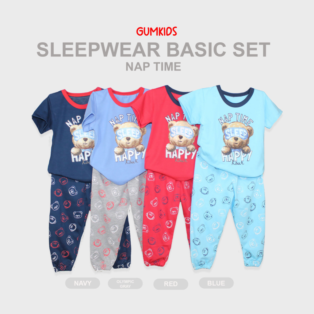 Sleepwear Basic Set Kids / Baju Tidur Anak DTF / Sleepsuit Pjama Boy Girl / Piyama anak Laki Perempuan