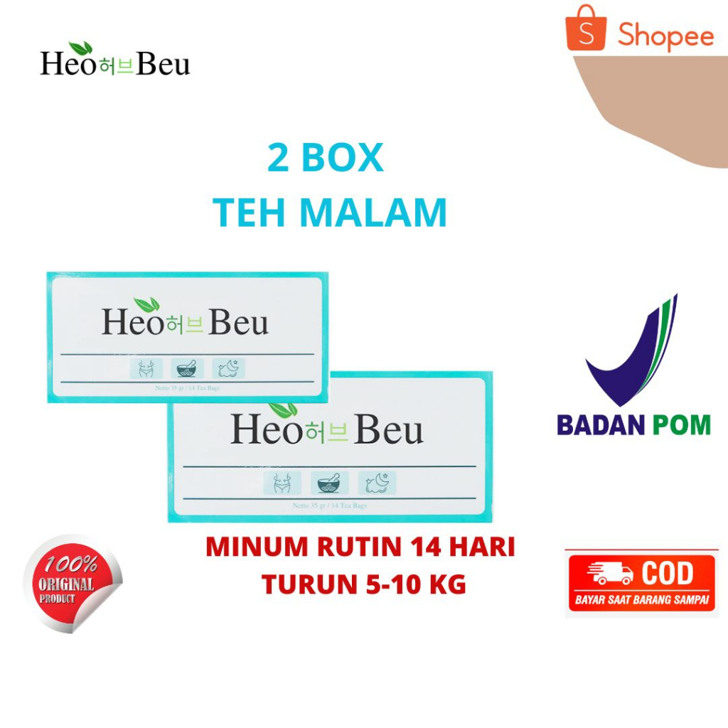 

2 BOX HEO BEU SLIMMING TEH MALAM TEH PELANGSING 100% ORIGINAL HALAL BPOM | BISA COD PENURUN BERAT BADAN BISA BUAT PRIA&WANITA