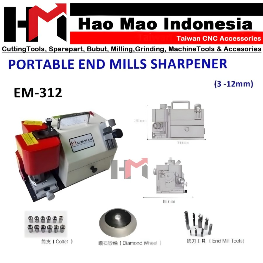 Mesin Asah Portable End Mills Sharpener EM-312
