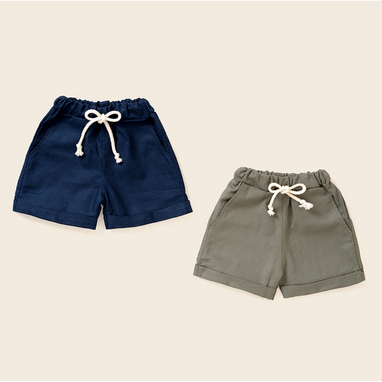 Little Folk Kyle Everyday Pants - Short Shorts Celana Pendek Anak Celana Anak Chino Khaki Elastic Linen Lembut