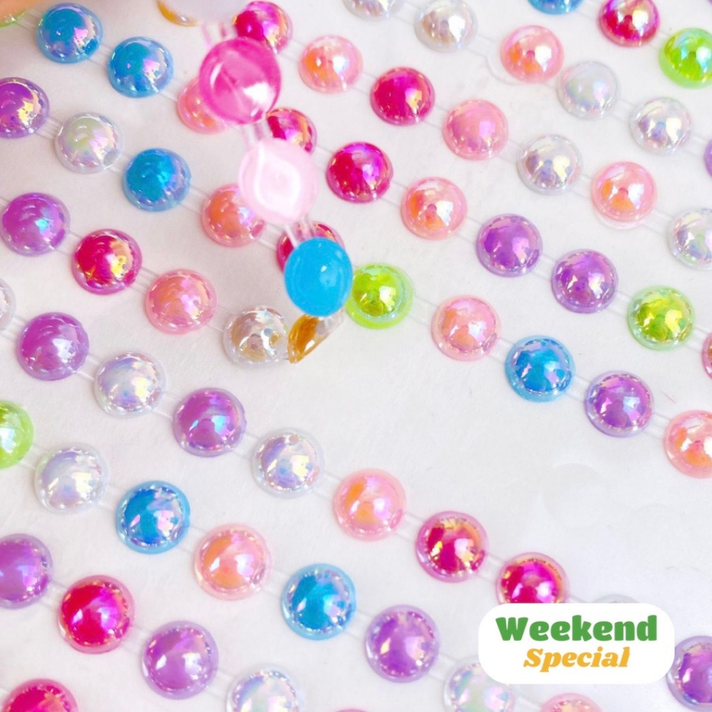 

ISI BANYAK 260 Pcs / 6 mm MANIK HALF MUTIARA PEARL STIKER ANAK GEMS / STIKER MAKE UP / AKRILIK DEKORASI TEMPEL DIY AKTIVITAS ANAK