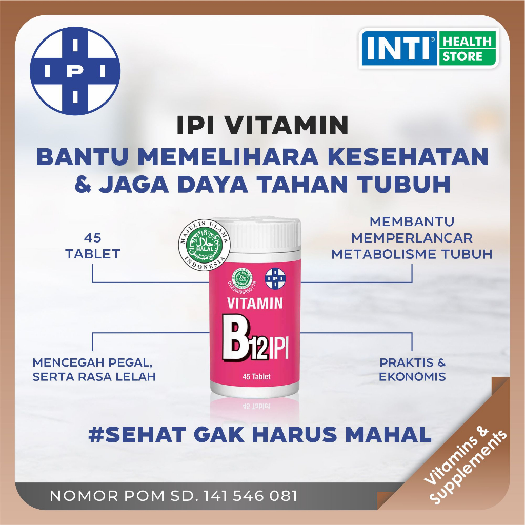 IPI | Vitamin Tablet Hisap Isi 45 | Vitamin A / B / B12 / B1 / C / D3