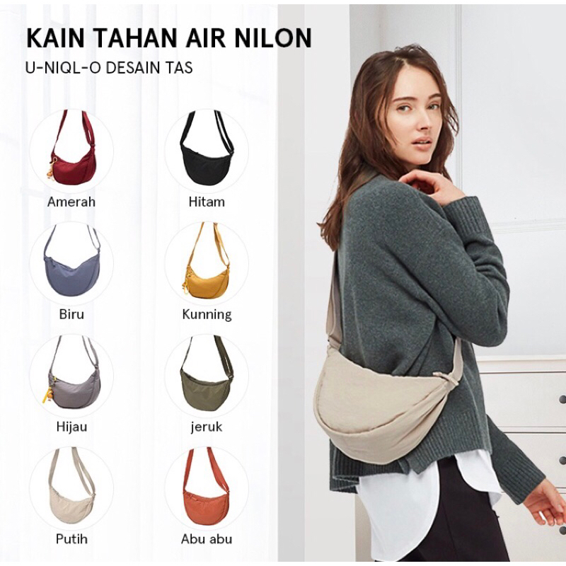 Preloved Tas Slempang Uniqlo 100% Original // Tas Bahu // Weist bag