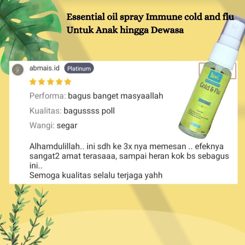 essential oil Weel  cold and flu meredakan flu, batuk,pilek,masuk angin dapat digunakan untuk anak anak hingga dewasa , Essential Oil Cough and Flu