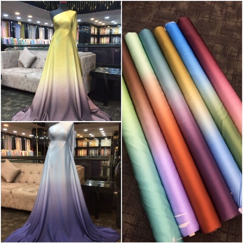 BAHAN KAIN SATIN SILK GRADASI/SATIN OMBRE/KAIN SATEN GRADASI/SATEN OMBRE/SATIN PREMIUM
