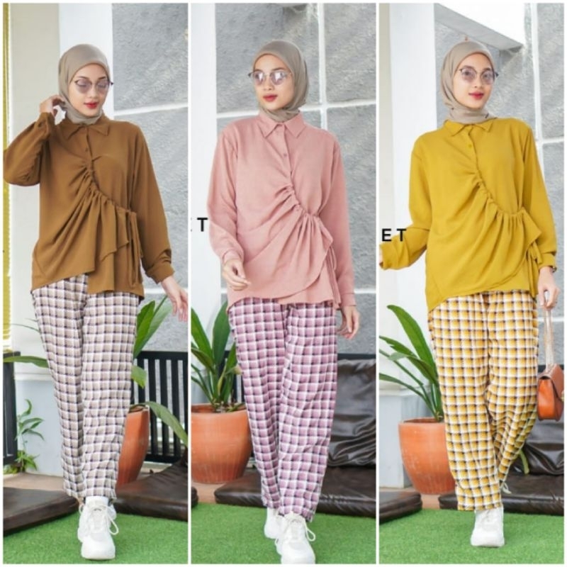 BISA COD HANAMI SET/ HANAMI ONESET/ SETELAN KEMEJA SERUT/ SET KOMBINASI/ ONESET CRINCKLE AIRFLOW/ SE