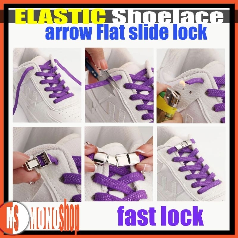 elastic shoelace sneakers tali sepatu elastis arrow dengan metal slide lock