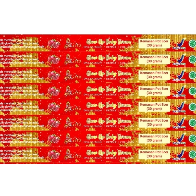 

sticker samping pot cream 30g serum grya beauty /stiker grya/stiker serum