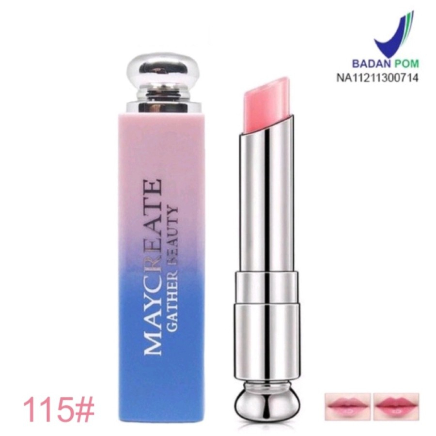 LS BPOM Maycreate Lipstik Korea Mouisturizing Lipstick Pelembab Bibir Tahan Air Dan Tahan Lama