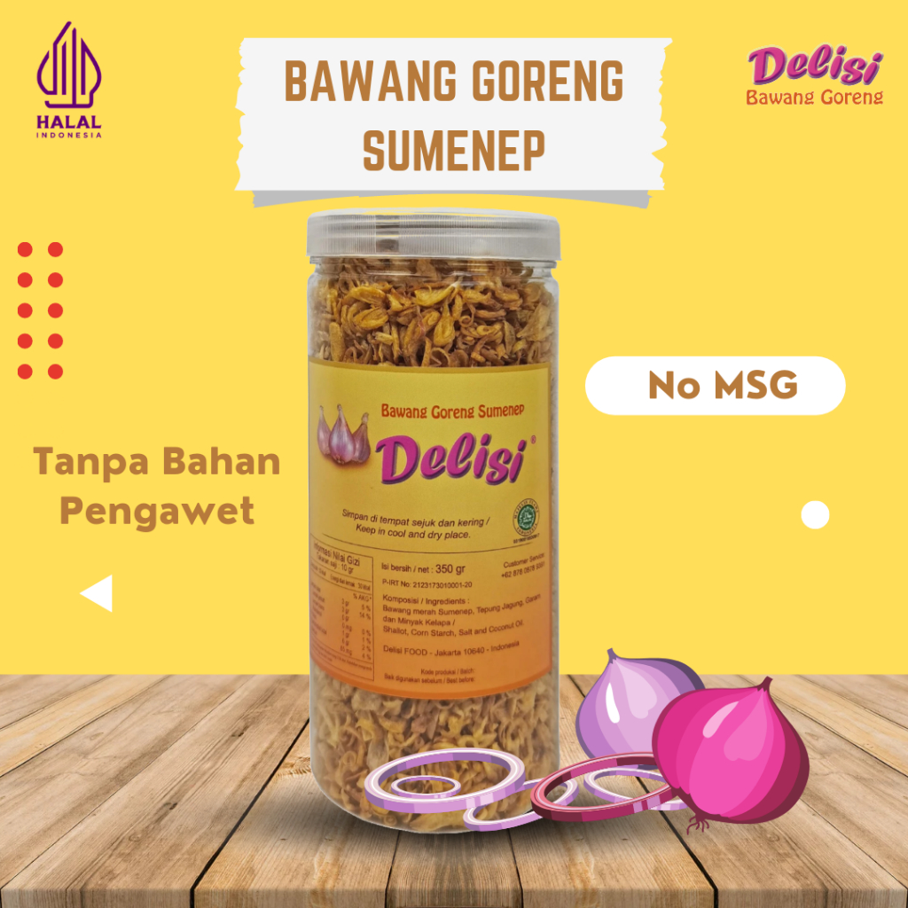 

DELISI - Bawang Goreng Sumenep 350 GRAM | Tanpa Pengawet dan Murni tanpa campuran | Bawang Goreng