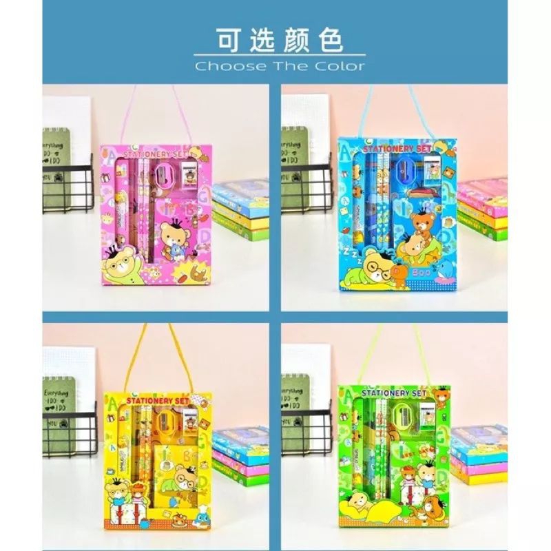 MJ88 Pensil Anak Set Stationery Alat Tulis kotak Pensil Karakter /Book Set Alat Tulis Paket Buku Unik / Paket Alat Tulis Set /Stationery Set Corak Gambar /Memo /Souvenur Ulang Tahun Anak / Paket Alat Tulis Anak /Stationery Set Tas/Set Alat Tulis Set