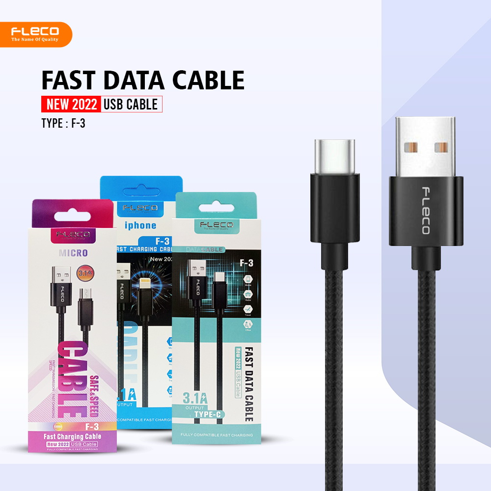 Kabel Data Fast Charging Micro Iphone C  3.1A USB Micro F-3 FLECO