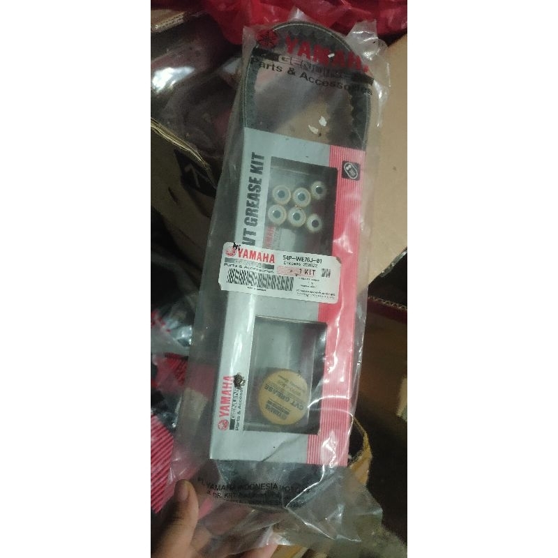 V- Belt / Teming belt / timing belt / ban penggerak set Mio soul WE76J original Yamaha beserta rulle