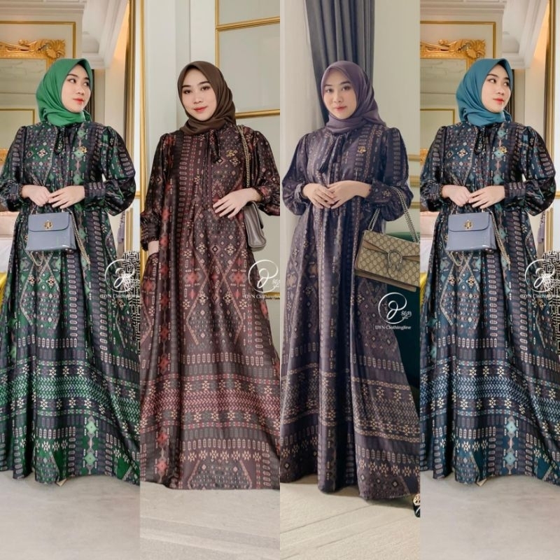 Gamis maxmara silk premium M/L/XL/XXL gamis terbaru/gamis murah/gamis busui motif parang /resleting depan/gamis terlaris/best seller