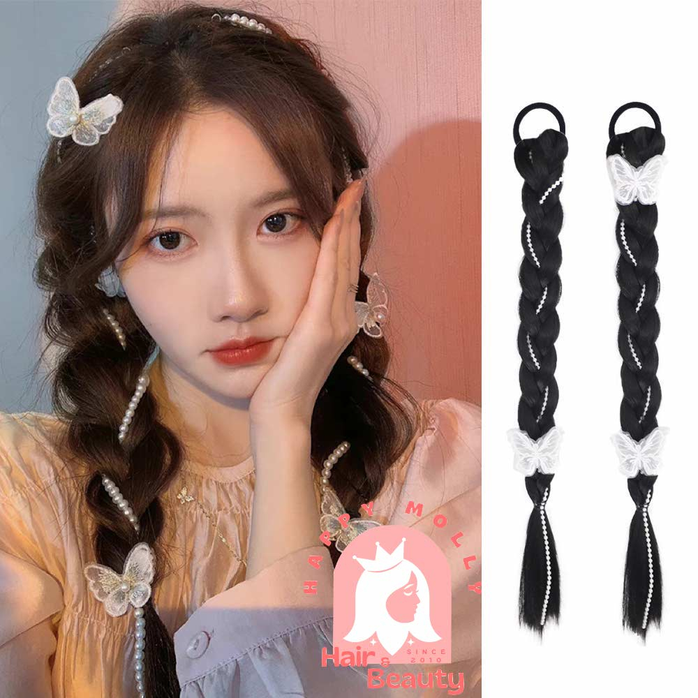 1 pcs Hair Band Ponytail Wig Fairy - Ikat Rambut Kuncir Ekor Kuda Fashion Wanita Korea - Kepang - Hair Extension W8185 ( Group )