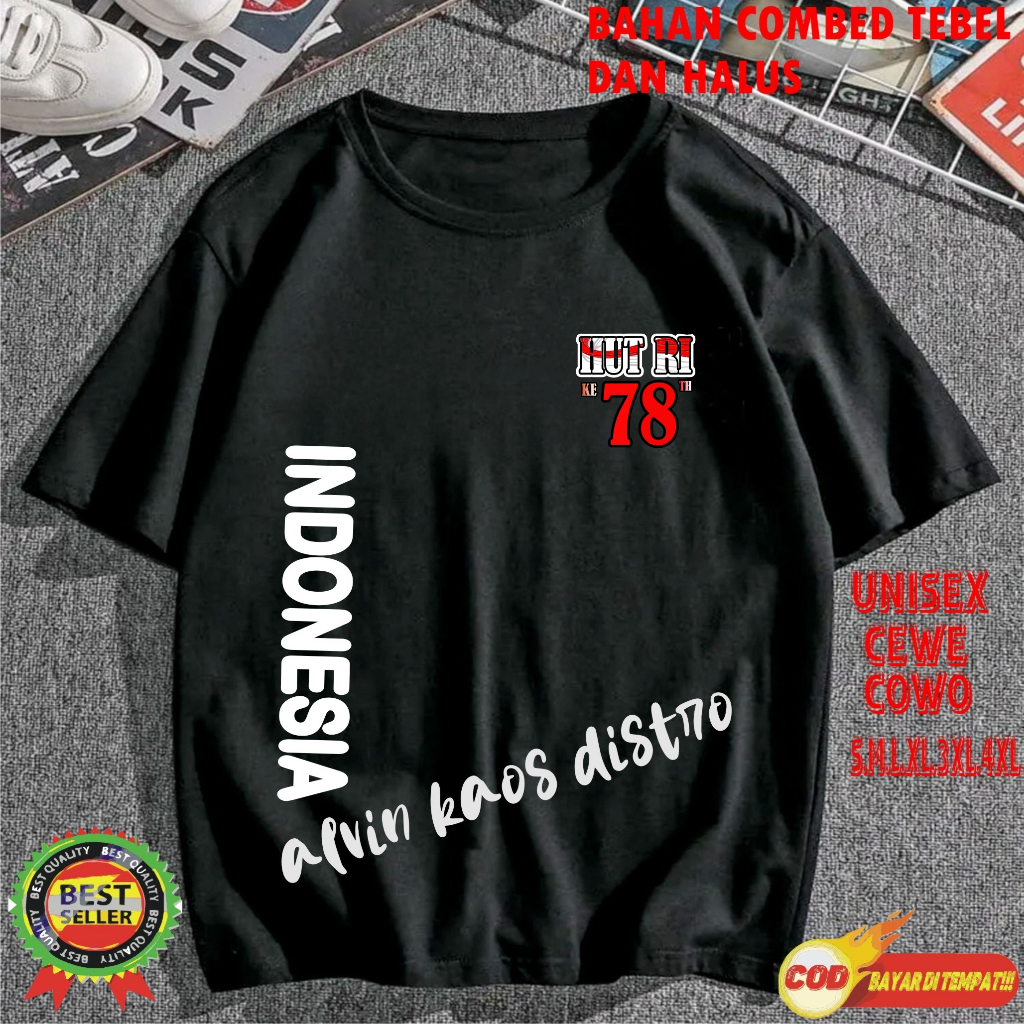 Beli 10 Pc Gratis 1 Pc Hut RI 78 Kaos Terlaris 17 Agustus 1945 78 Kemerdekaan Indonesia Kaos Merah Putih Hitam Kaos Cewek Cowok Anak08