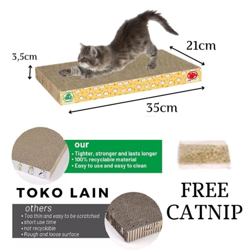 Cat Scratcher Box Cakar Model Bulat Untuk Kucing - Garukan Kucing Cat Scratcher Cakaran Kucing Persegi Panjang FEZONE