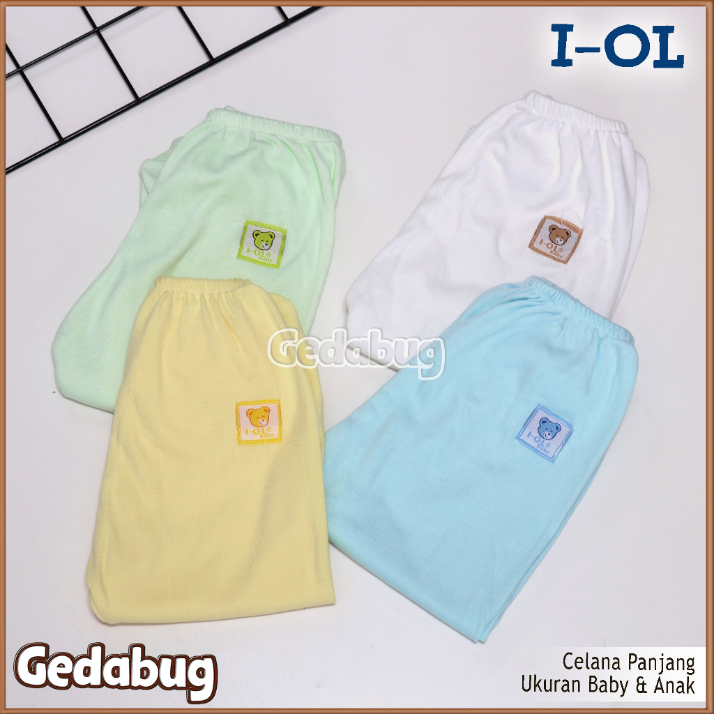 3 Pcs - Celana Anak Panjang I-OL Polos | Celana Baby &amp; Anak Unisex | Gedabug