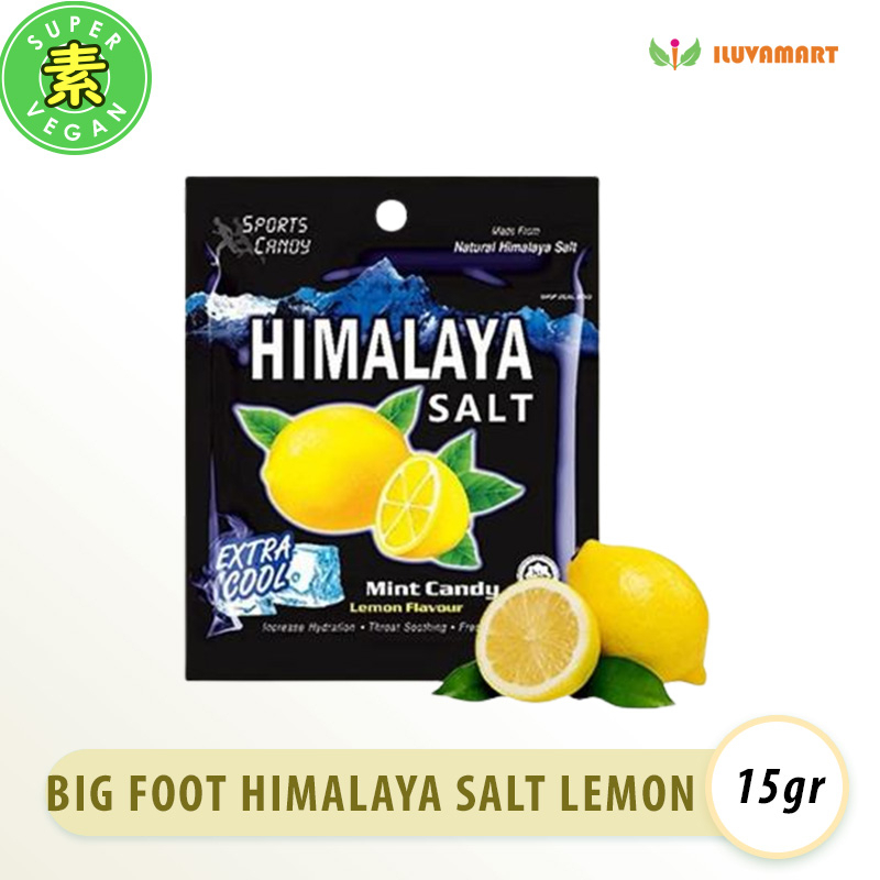 

Big Foot Himalaya Salt Candy Lemon Flavour 15gr Permen Garam Himalaya Rasa Lemon