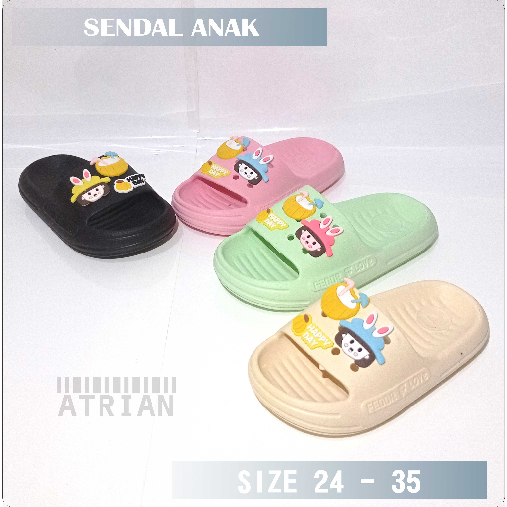 SENDAL SELOP ANAK PEREMPUAN BERMOTIF / SENDAL ANAK PEREMPUAN MOTIF TERBARU