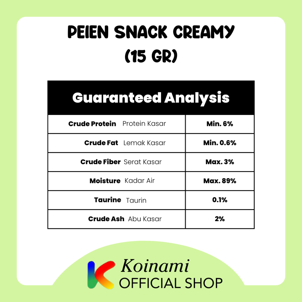 Peien Snack Creamy 15gr / Snack Kucing Creamy / Makanan Kucing / Bukan Meo Creamy