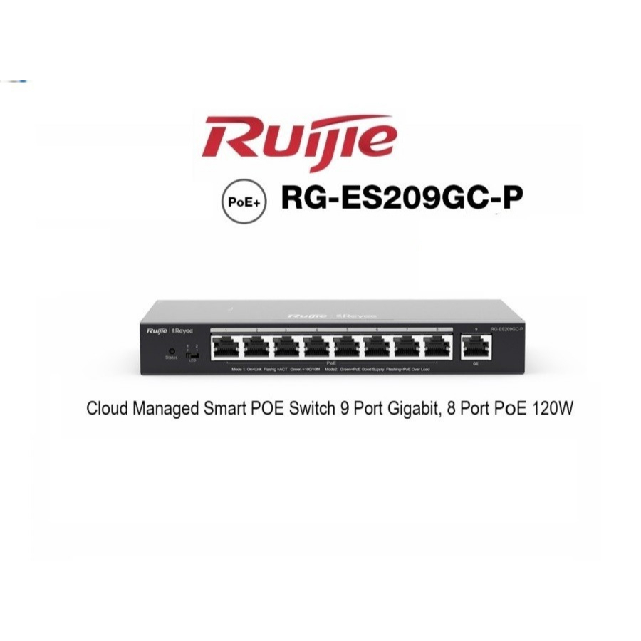 Ruijie Reyee RG-ES209GC-P Switch Managed 9-Port Gigabit PoE Plus 120W