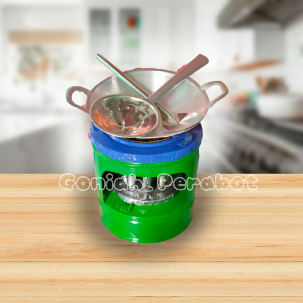 Set Mainan Kompor Wajan Susuk Mini / Mainan Masak Masakan Anak Mini/ Mainan Alat Peraga Masak Anak E