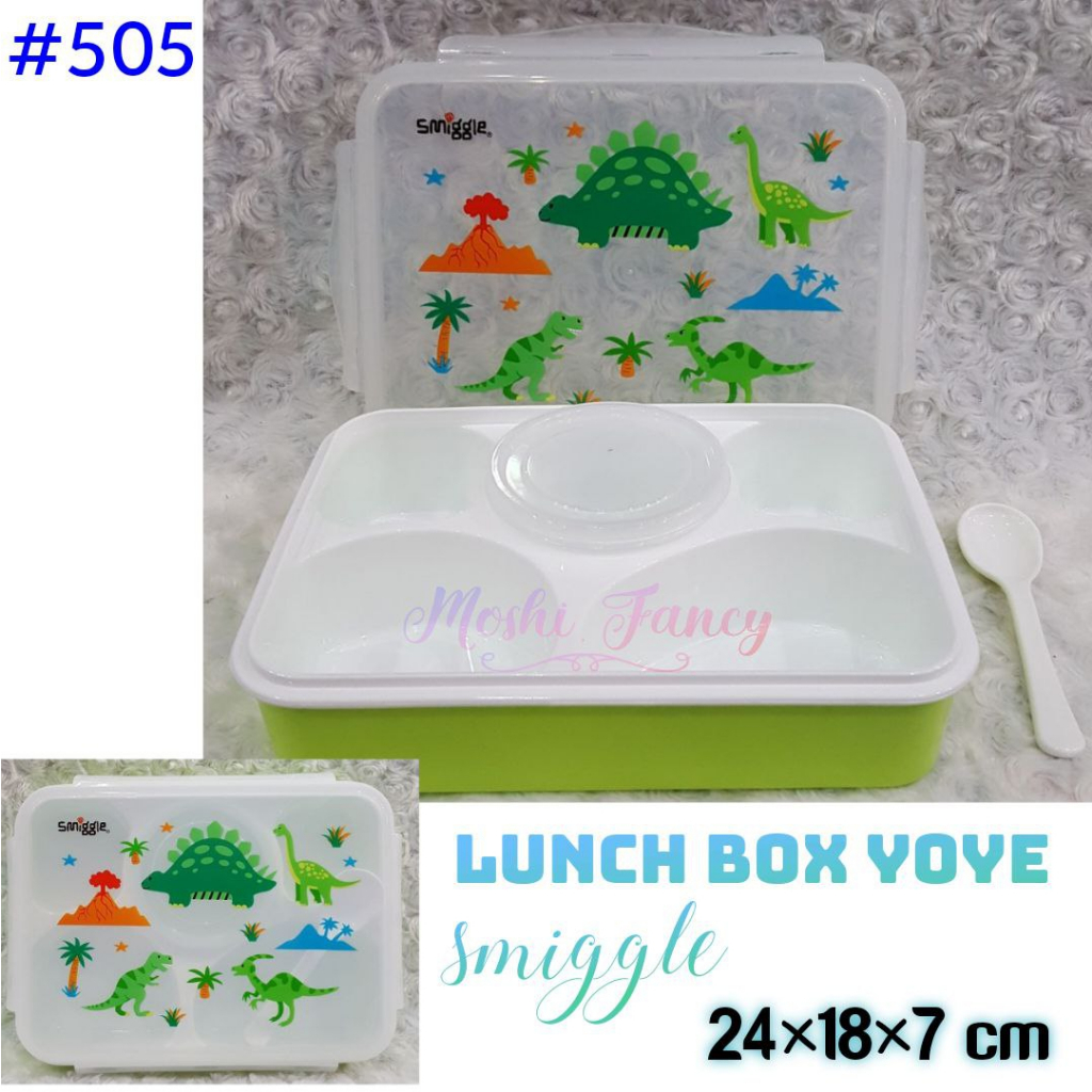 Tempat Makan Smiggle Dinosaurus / Lunch Box Motif Mobil Car / Lunch Box Anak Sekat Anak Laki-Laki / 