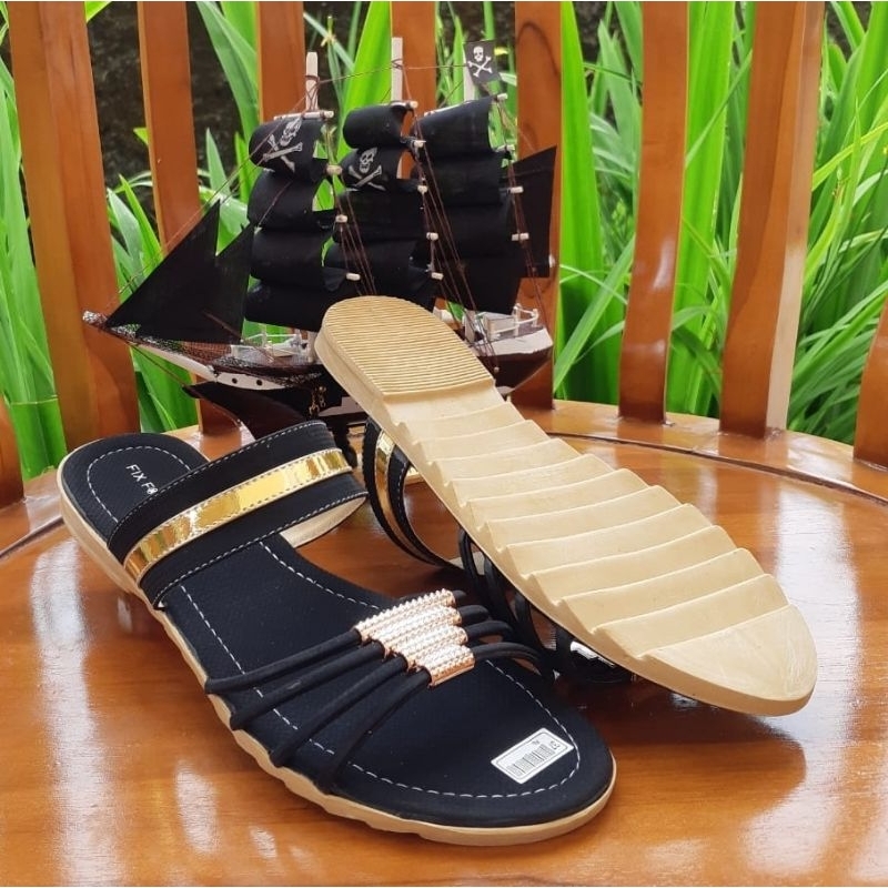 Fahrie shoes sendal flat wanita kokop piramida terbaru fh-46