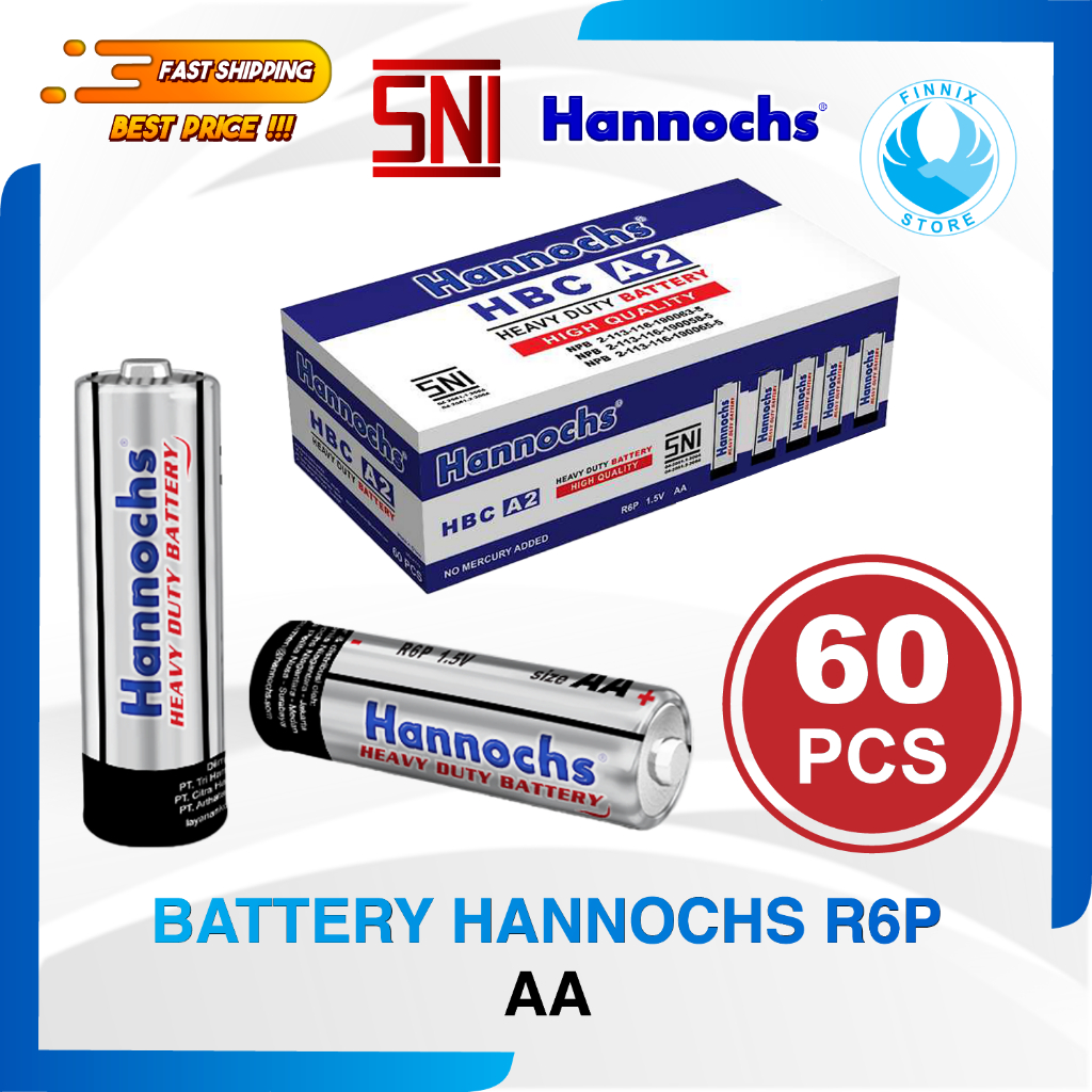 Hannochs R6P Battery Baterai AA / A2 Extra Heavy Duty - 1 Box / 60 Pcs