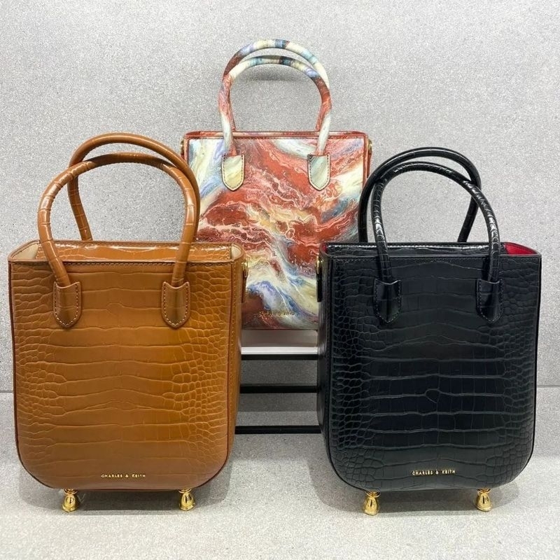 CK Meriah Swirl-Print Tote Bag / CK Meriah Croc-Embossed Tote Bag