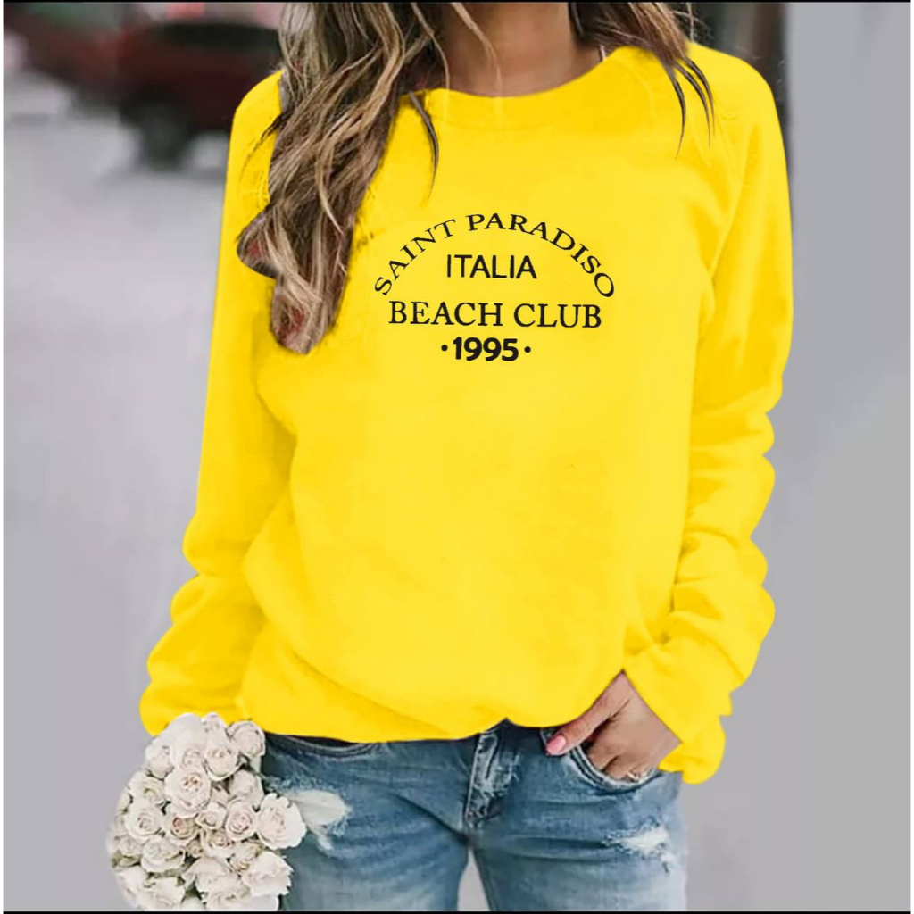 KIYOREN BAJU ATASAN TRENDY BEACH CLUB GIRL TERBARU-KAOS DISTRO CEWEK KEREN LENGAN PANJANG S,M,L,XL,XXL