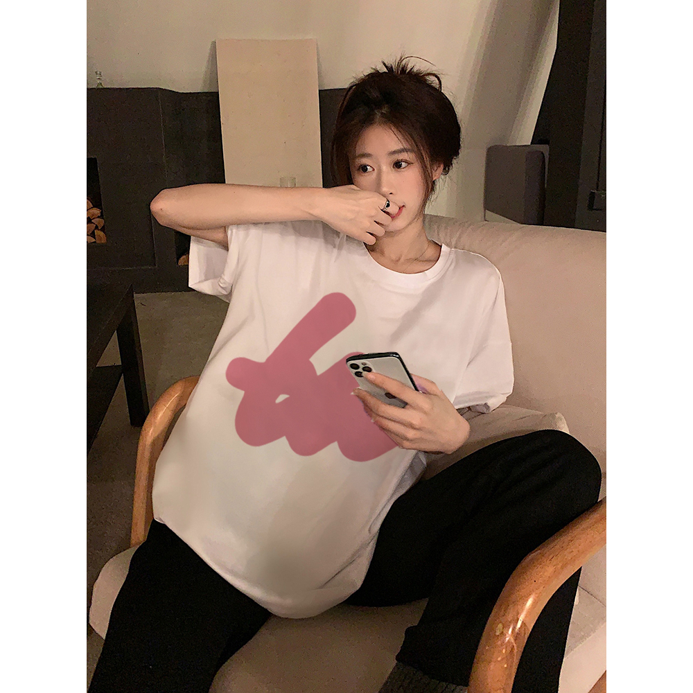 kaus oversize wanita Baju coklat Graffiti Atasan Wanita Oversizet shirt/kaos hitam oversize