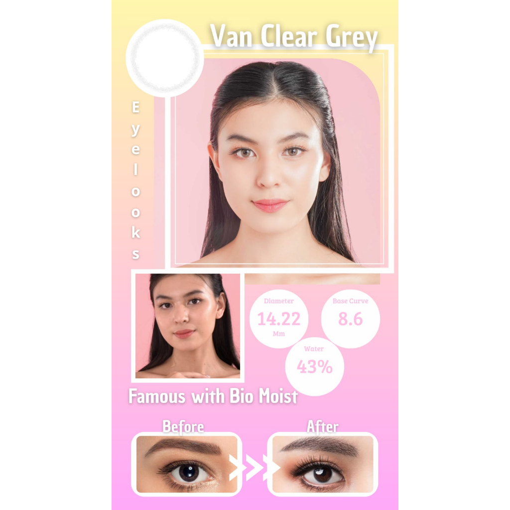 Famous With Biomoist Van Clear Grey Monthly softlens bening