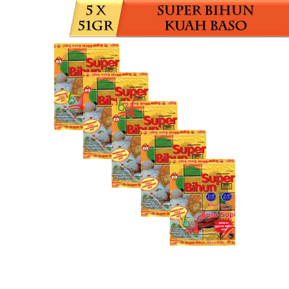 

5PCS Super Bihun Instan Bihun Kuah Rasa Baso Sapi