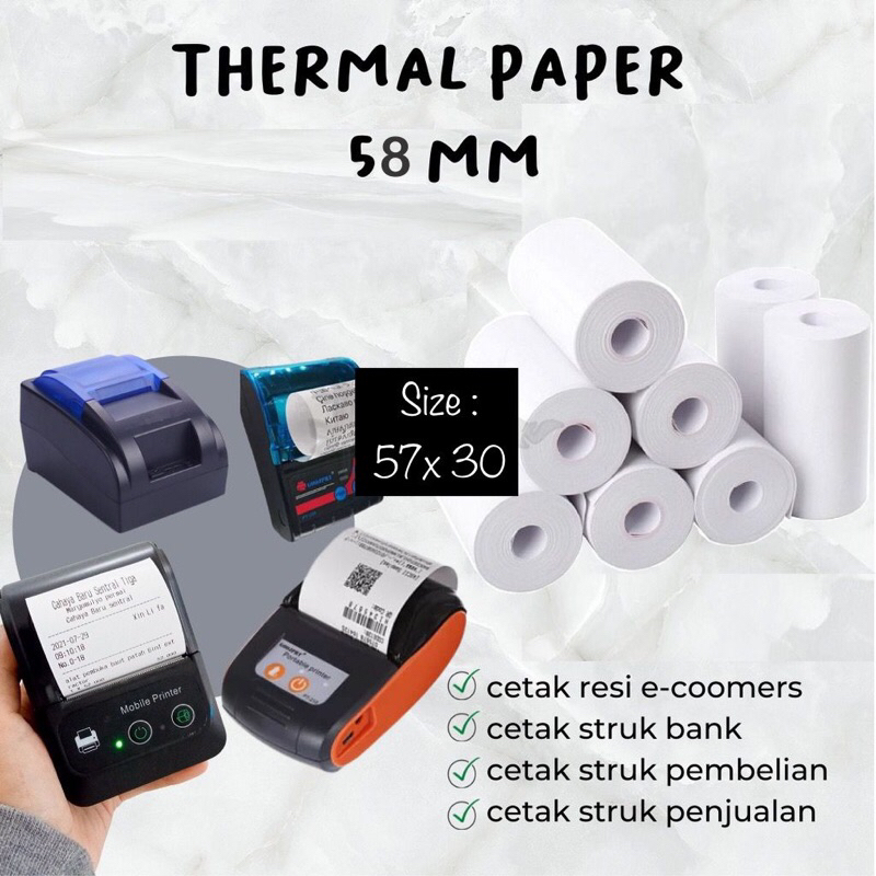 Kertas Struk Thermal EDC WINSTAR 58X30mm @10 PAPER ROLL MINI PRINTER BLUETOOTH 58MM