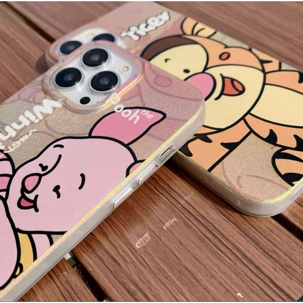 NEW CHUBBY CARTOON CASE !! WINNIE THE POOH GLITTER HOLOGRAM CASE PIGLET TIGER POOH IPHONE 14 PROMAX 14 PRO 14 13 PROMAX 13 PRO 13 12 PROMAX 12 PRO 12 11 SOFTCASE