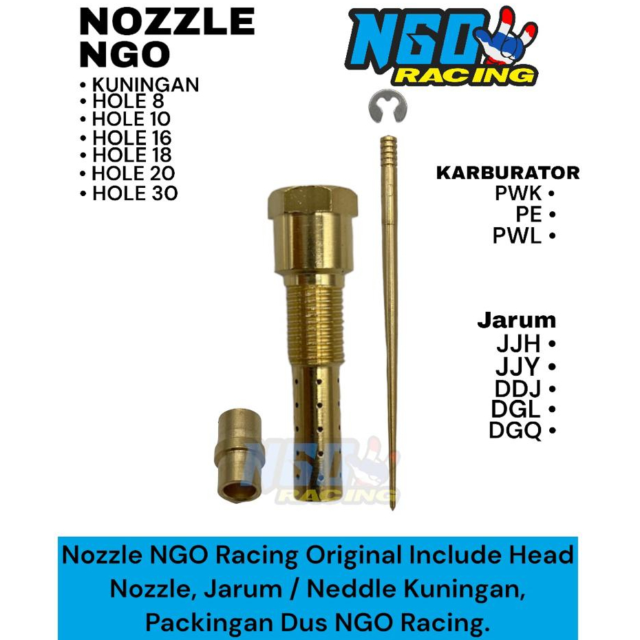 Nozzle PWK PE PWL Lubang 8 10 16 18 20 30 Keihin Merk NGO Racing Usa - Nozle Nozel Nosel Nozzle PWK 