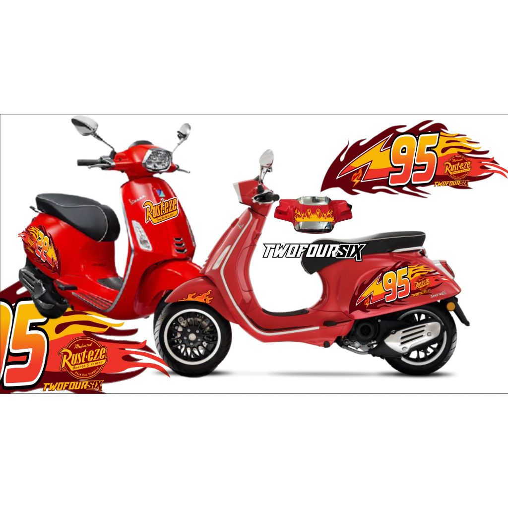 STICKER STIKER VESPA MATIC SPRINT (S) LIVERY MCQUEEN API
