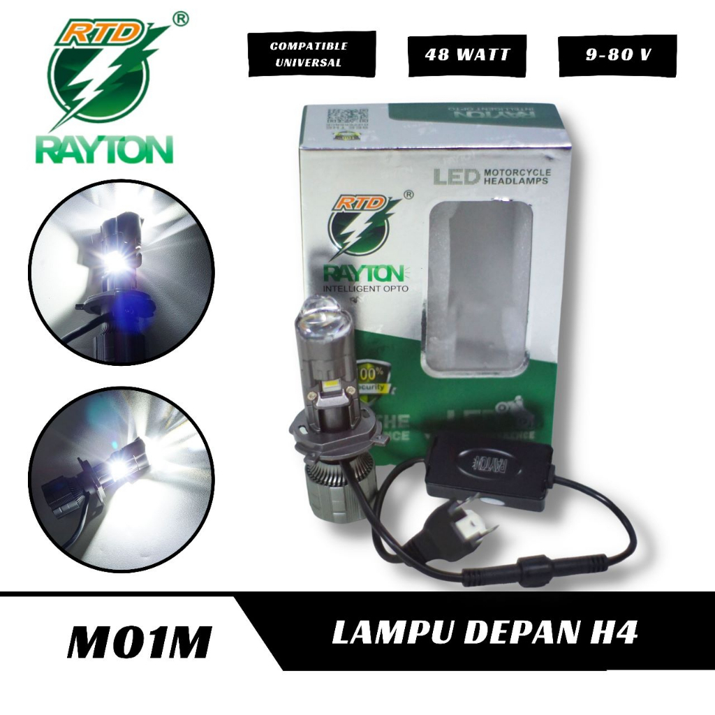 LAMPU LED RAYTON M01M H4 PROYEKTOR DENGAN KIPAS 48WATT MOBIL MOTOR