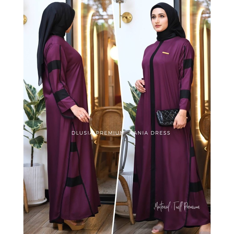 Daster Arab Dlusia RANIA Maxi Dress Gamis Syar'i Premium Twill Big Size