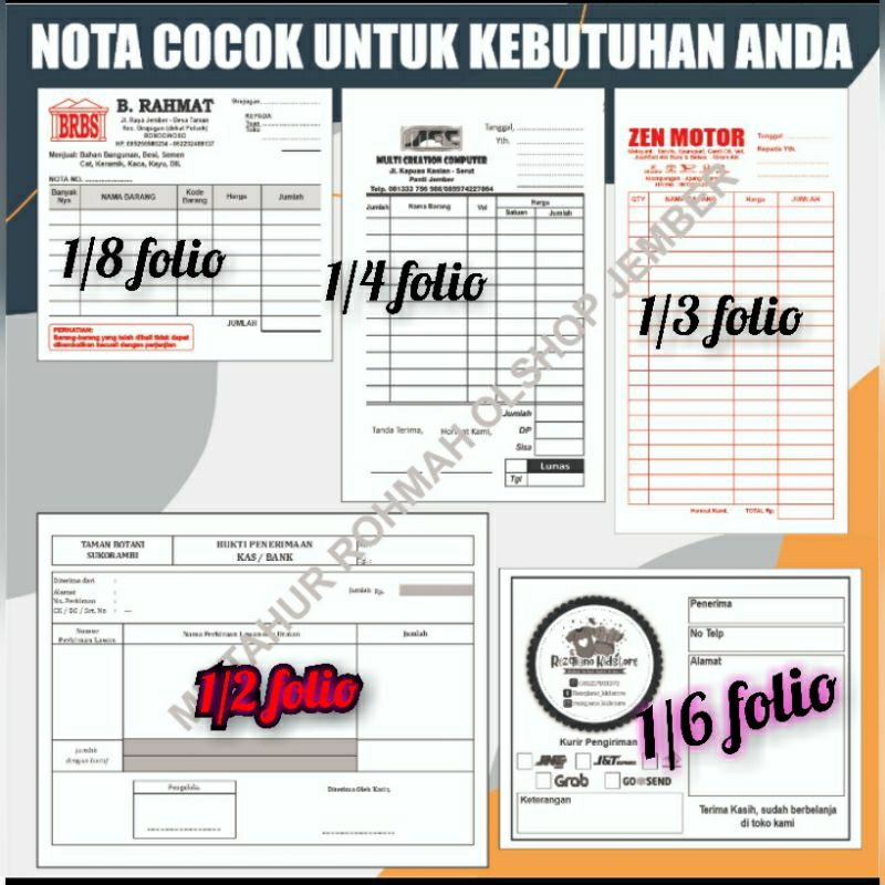 

cetak nota custom (perbendel isi 100)